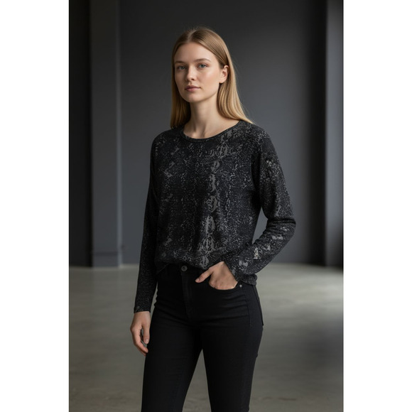 NWT Obey No 89 Sidewinder Long Sleeve Top Black Burnout Textured USA Made Size M - Picture 1 of 10